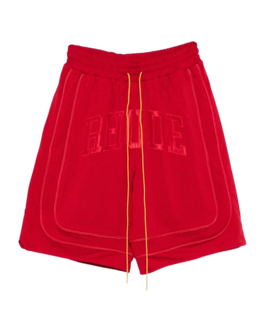 Rhude Red Logo Pattern Shorts for men