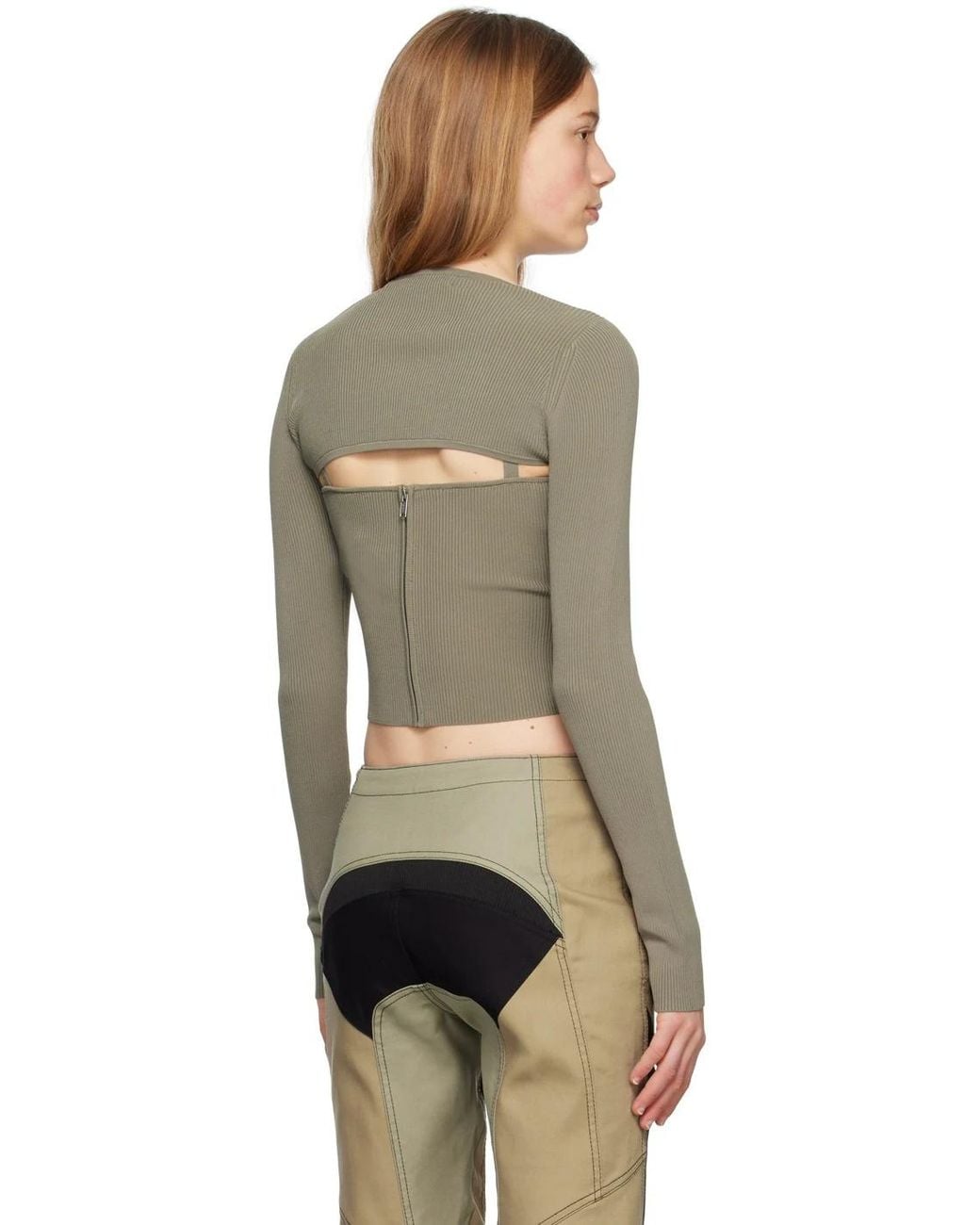 Dion Lee Natural Square-Neck Corset-Style Top