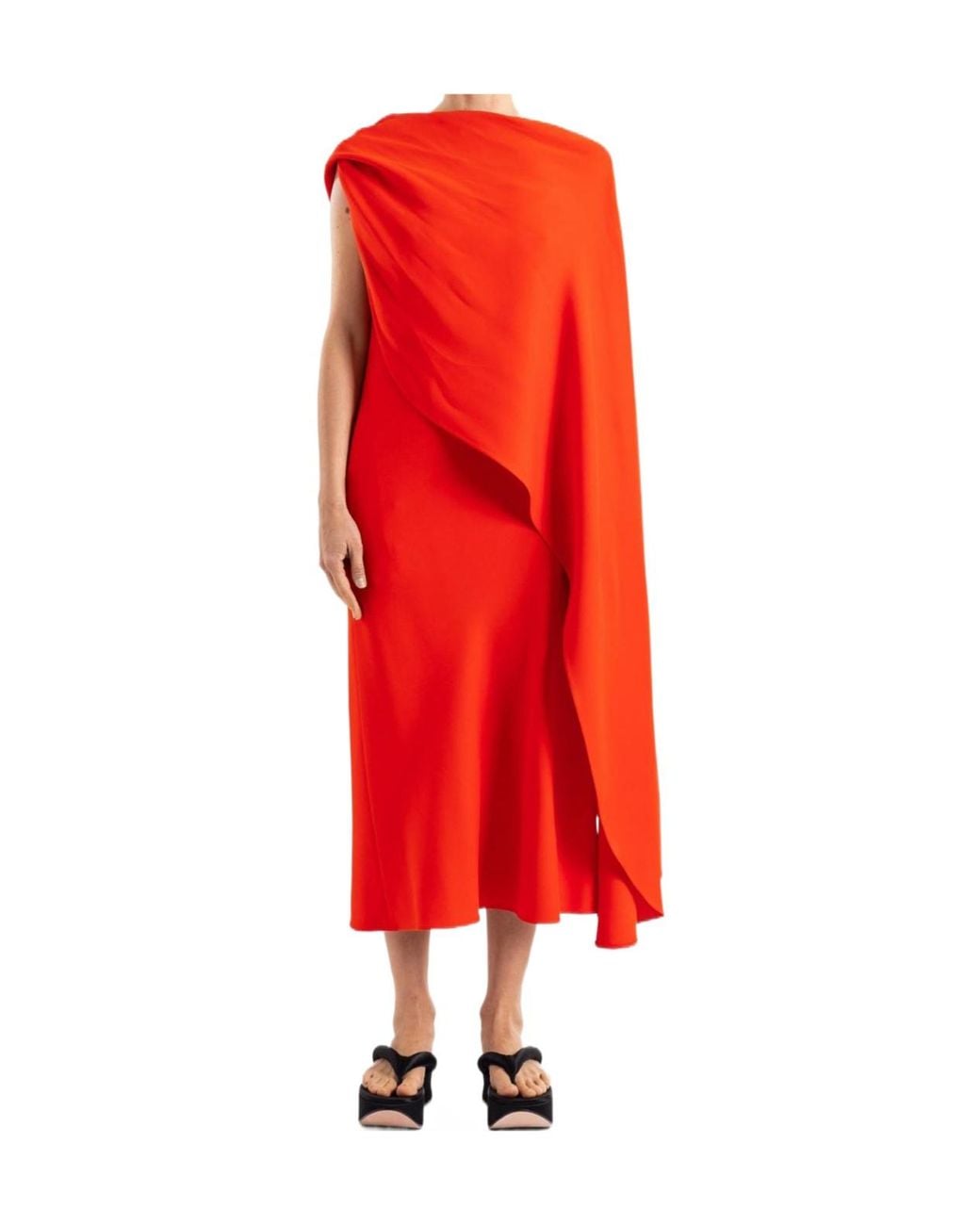 Balenciaga Red Draped Asymmetric Dress