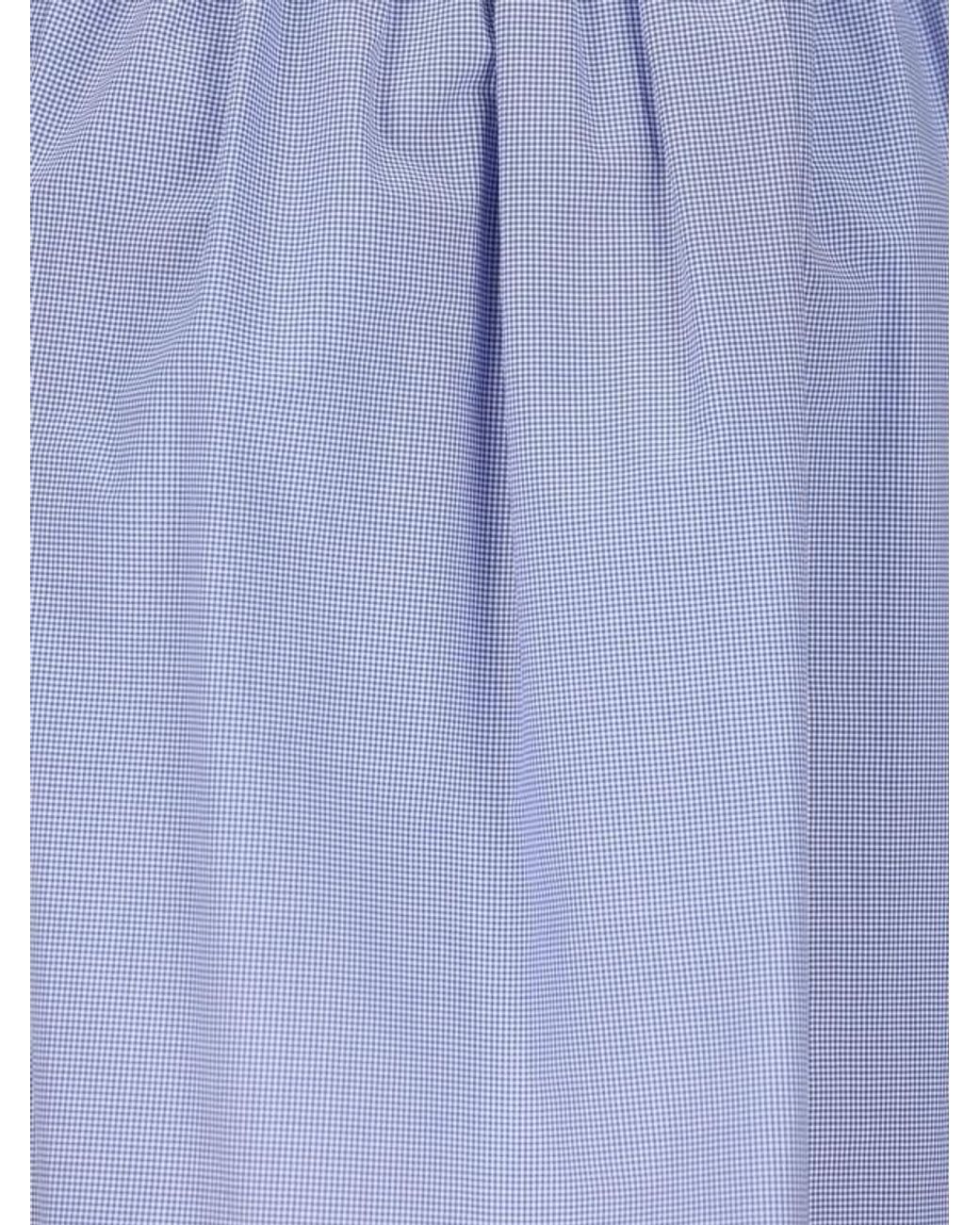 Miu Miu Blue Logo-Patch Midi Skirt