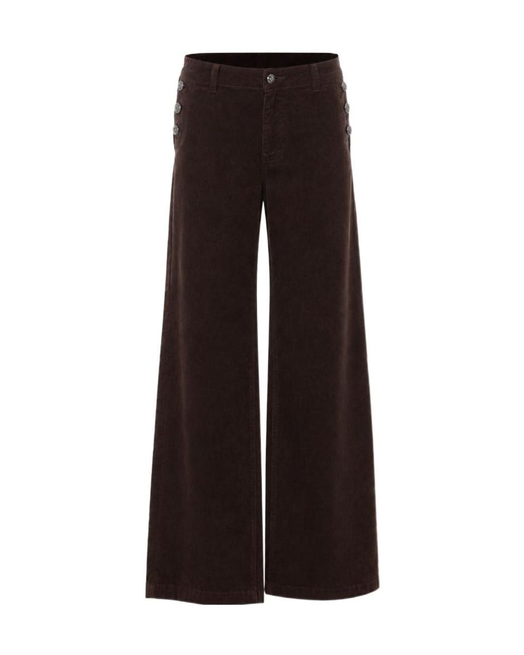 Liu Jo Brown Button Detail Wide-Leg Pants