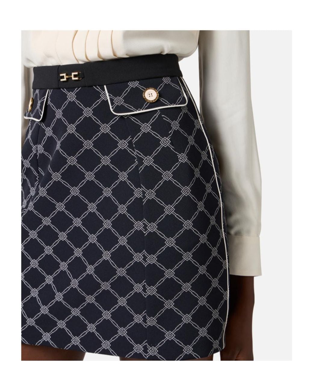 Elisabetta Franchi Blue All-Over Printed Mini Skirt
