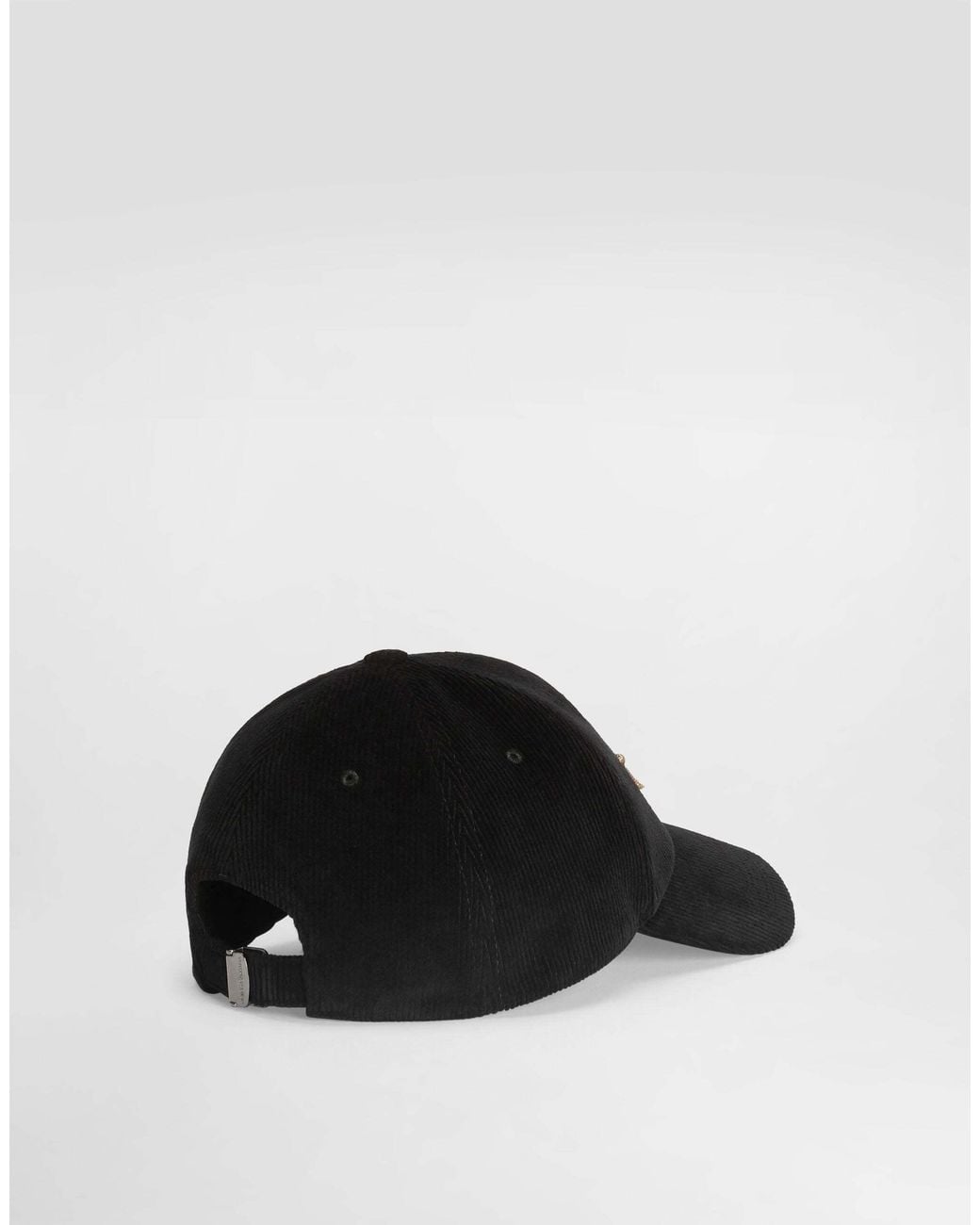 Dolce & Gabbana Black Logo Patch Corduroy Baseball Cap for men