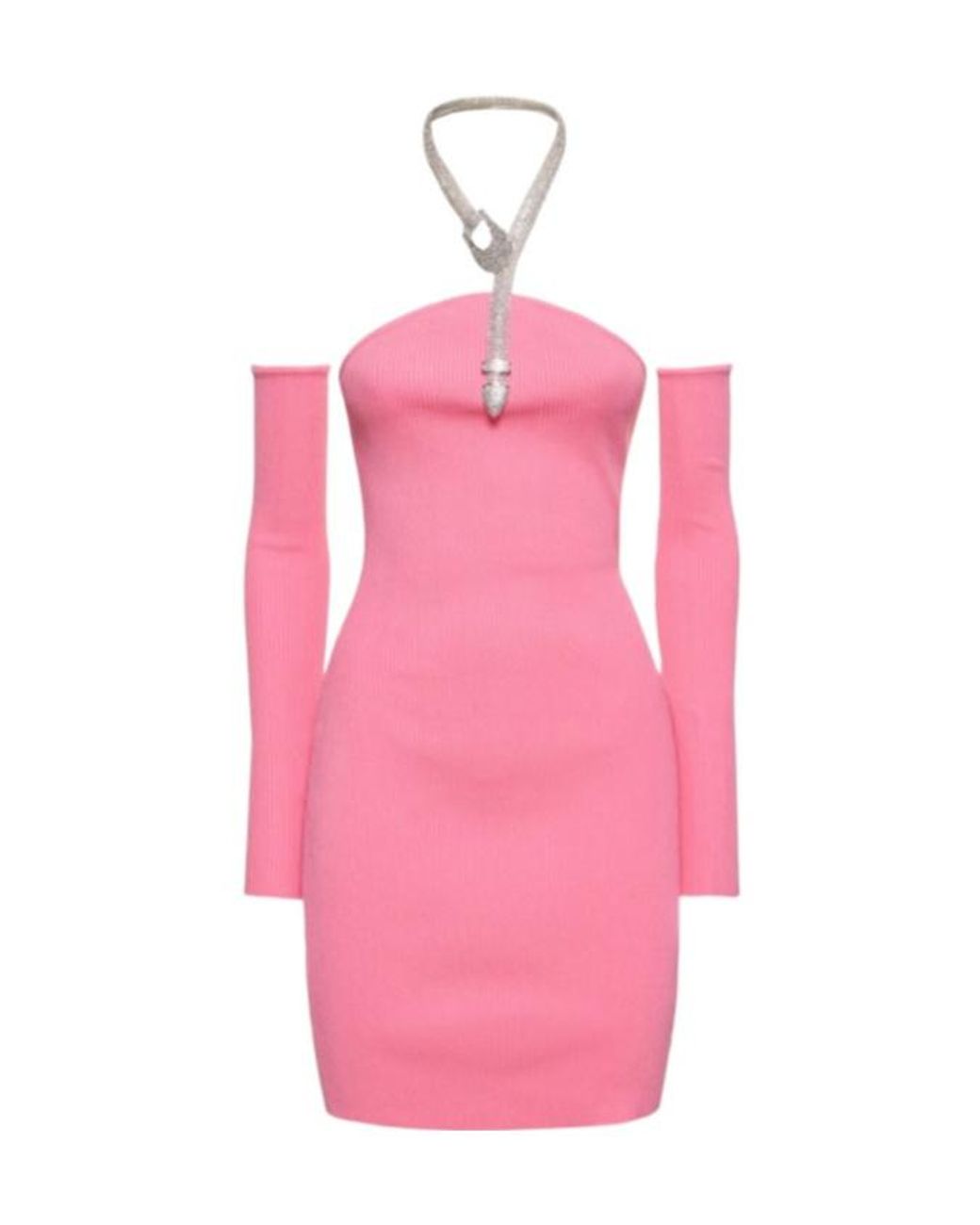 GIUSEPPE DI MORABITO Pink Elasticity Mini Knitted Dress
