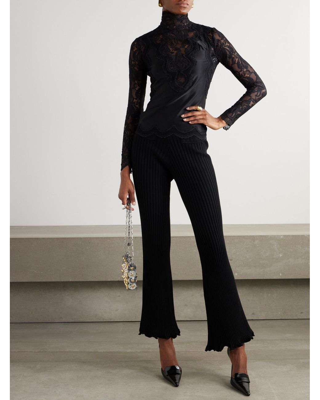 Rabanne Black Ribbed Trousers
