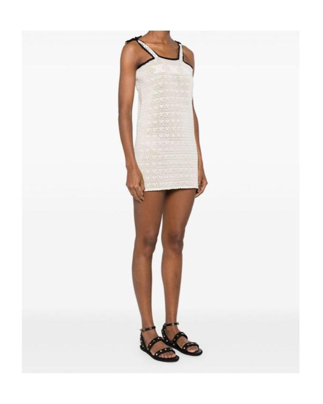 Céline Natural Crochet Short Dress