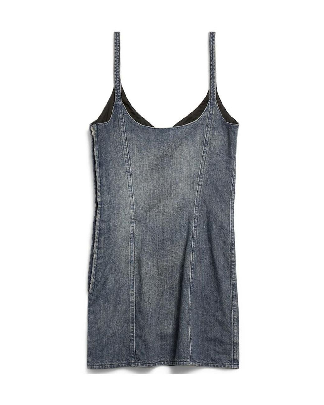 Balenciaga Gray Corseted Denim Mini Dress