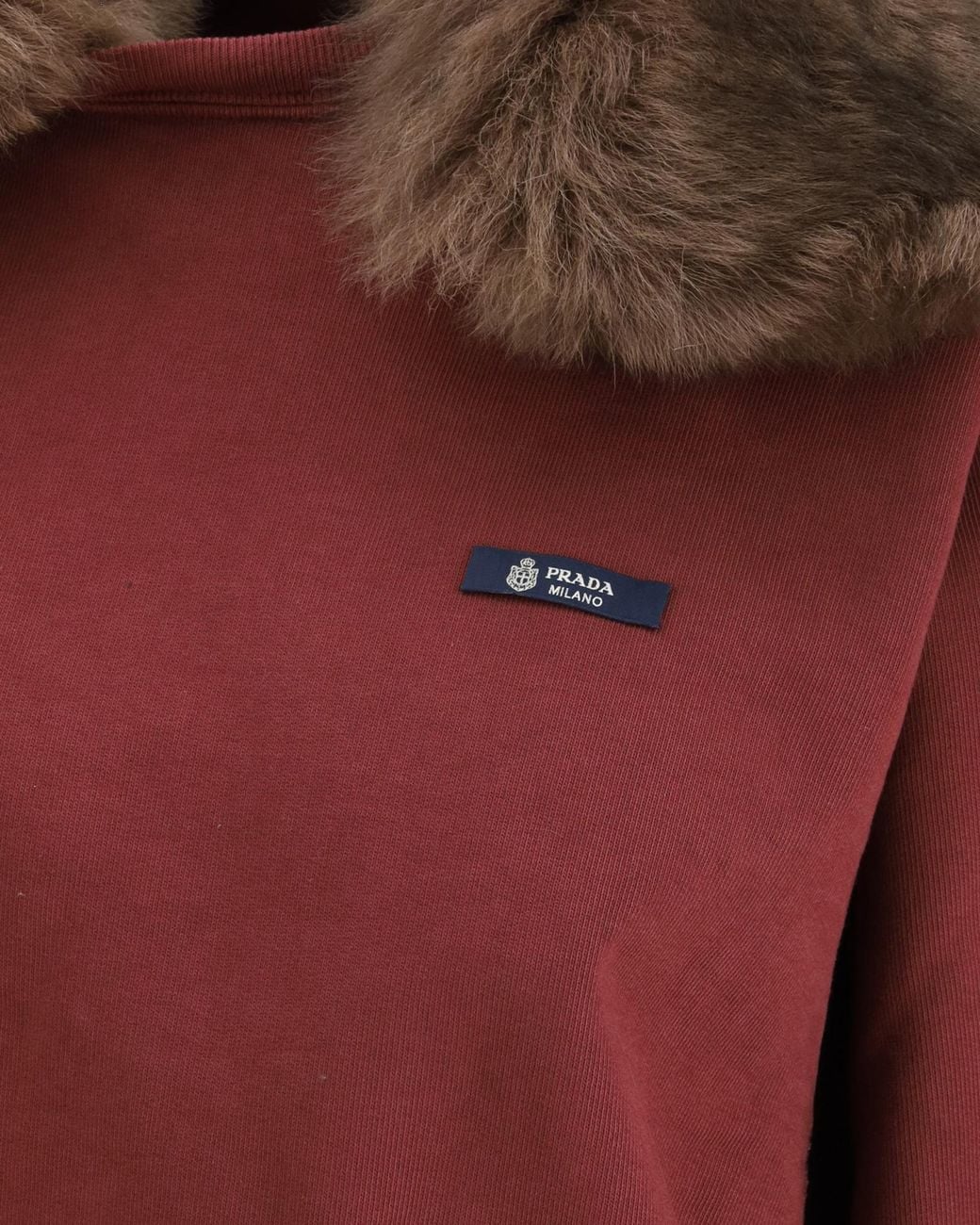 Prada Red Sweatshirt With Removable Fur Collar