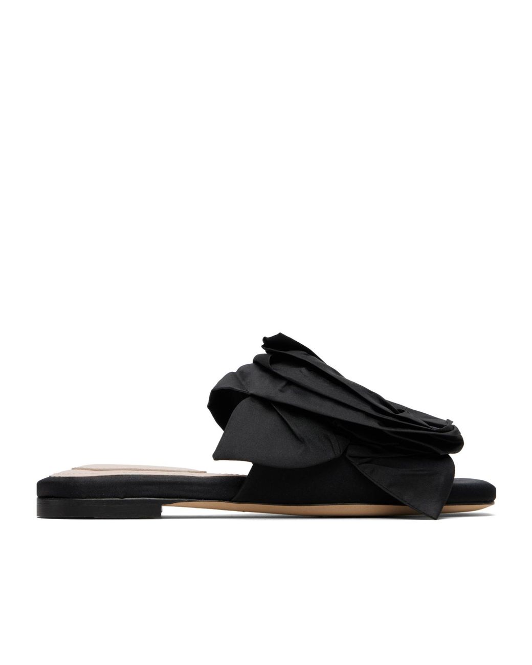 Simone Rocha Black Floral Appliqué Slippers