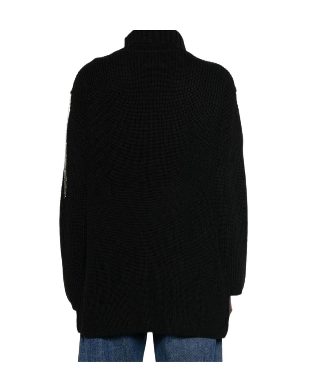 Pinko Black Fringed Knitted Jumper