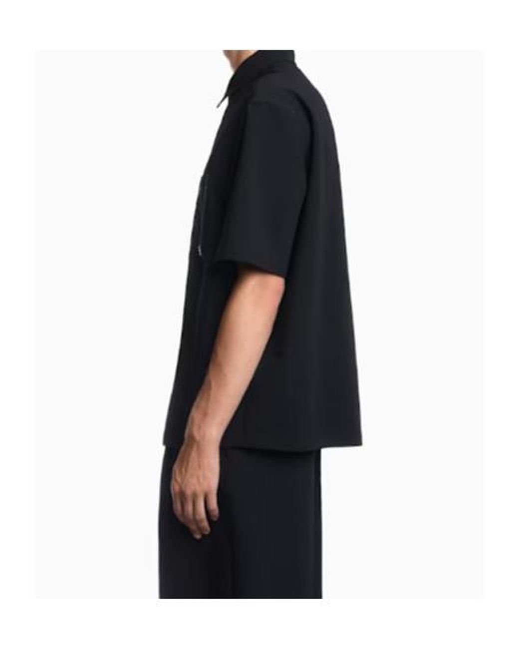 Emporio Armani Blue Seersucker Shirt With Down Padding And Rib Details for men