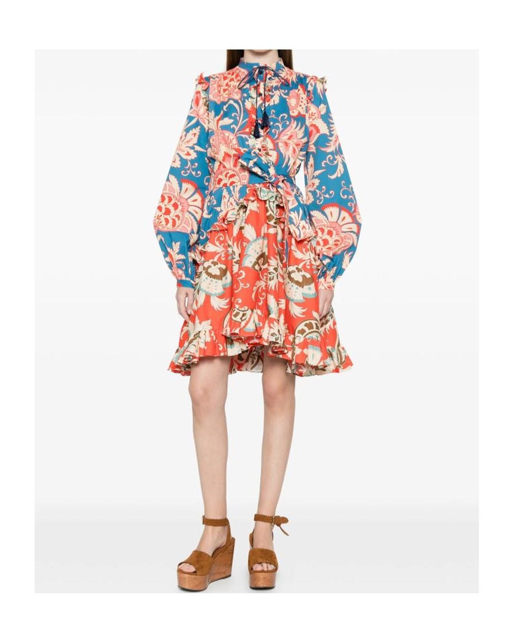 Etro Multicolor Floral Ruffled Mini Dress