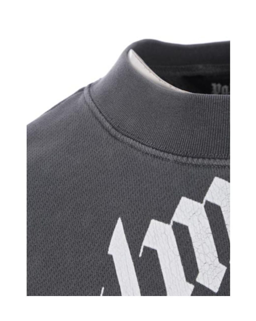 Palm Angels Gray Logo Printed Crewneck Sweatshirt for men