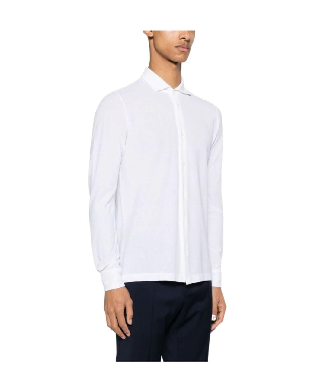 Zanone White Classic-Collar Cotton Shirt for men