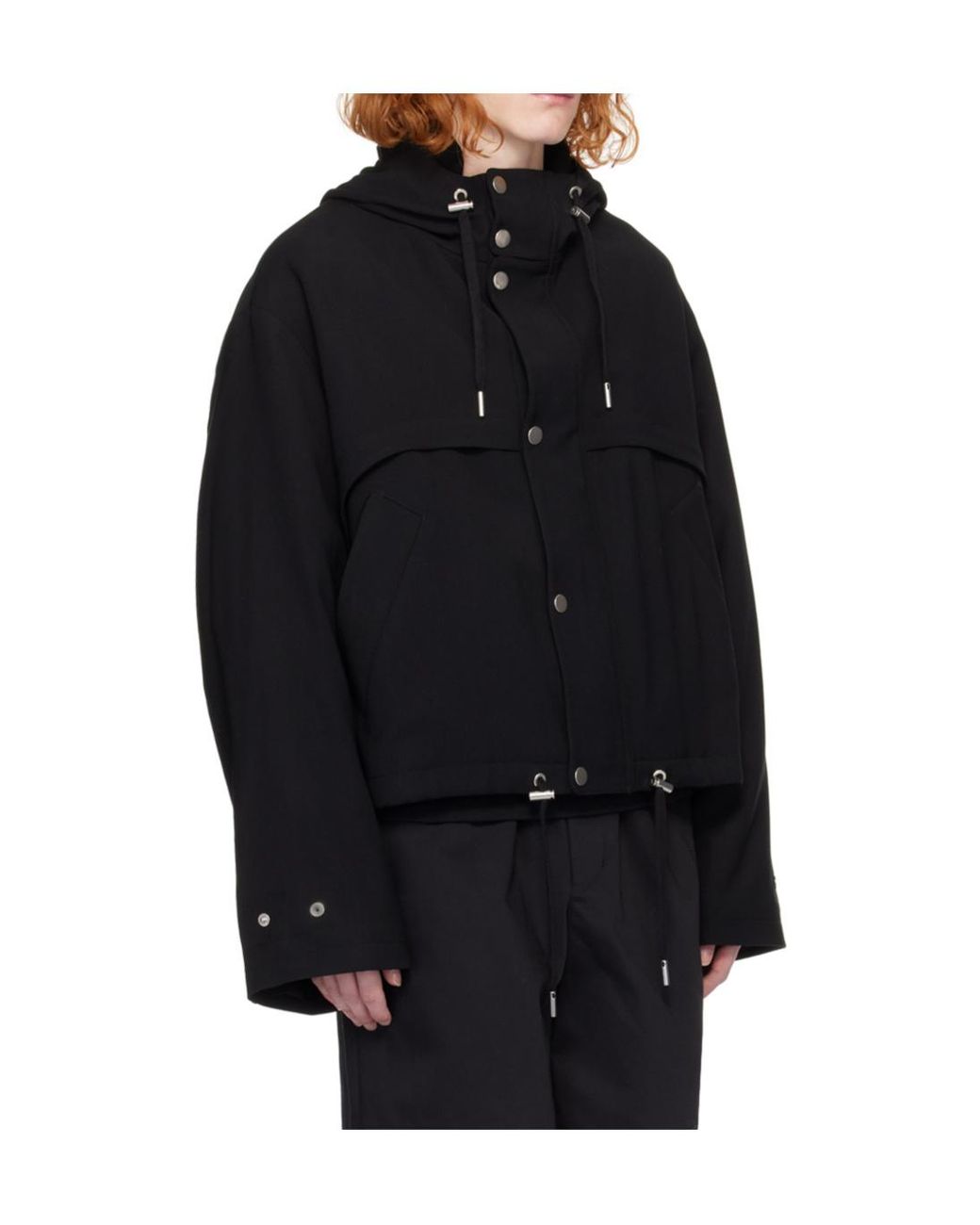 AMI Black Drawstring Hooded Jacket for men