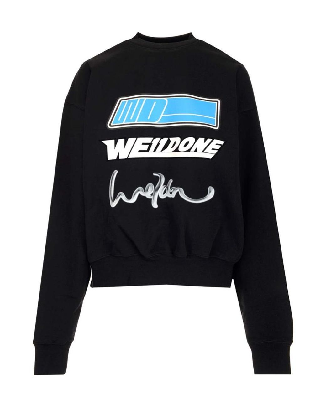 we11done Black Round Collar Long Sleeve Sweater