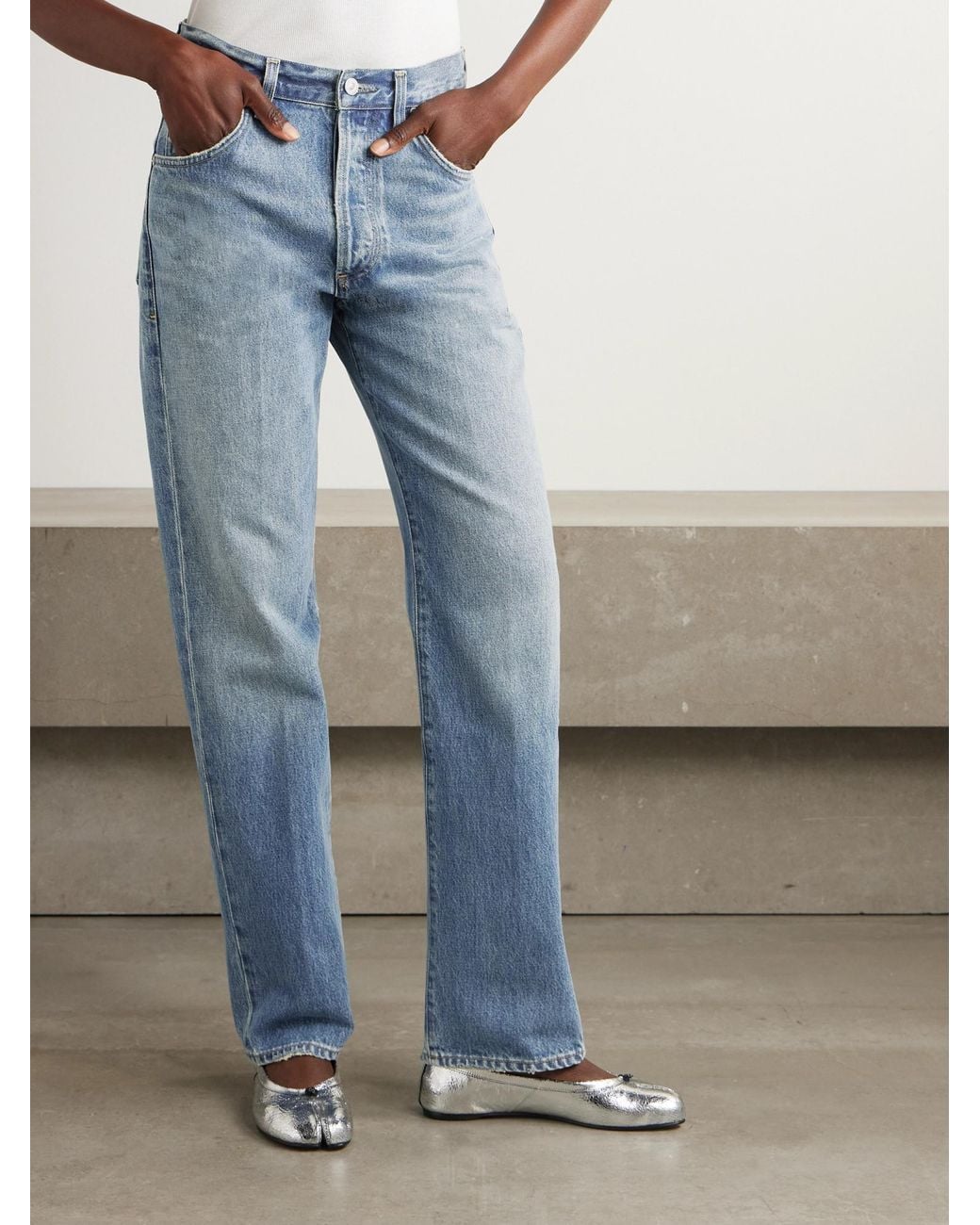 Citizens of Humanity Blue Baretta High-Rise Straight-Leg Organic Jeans