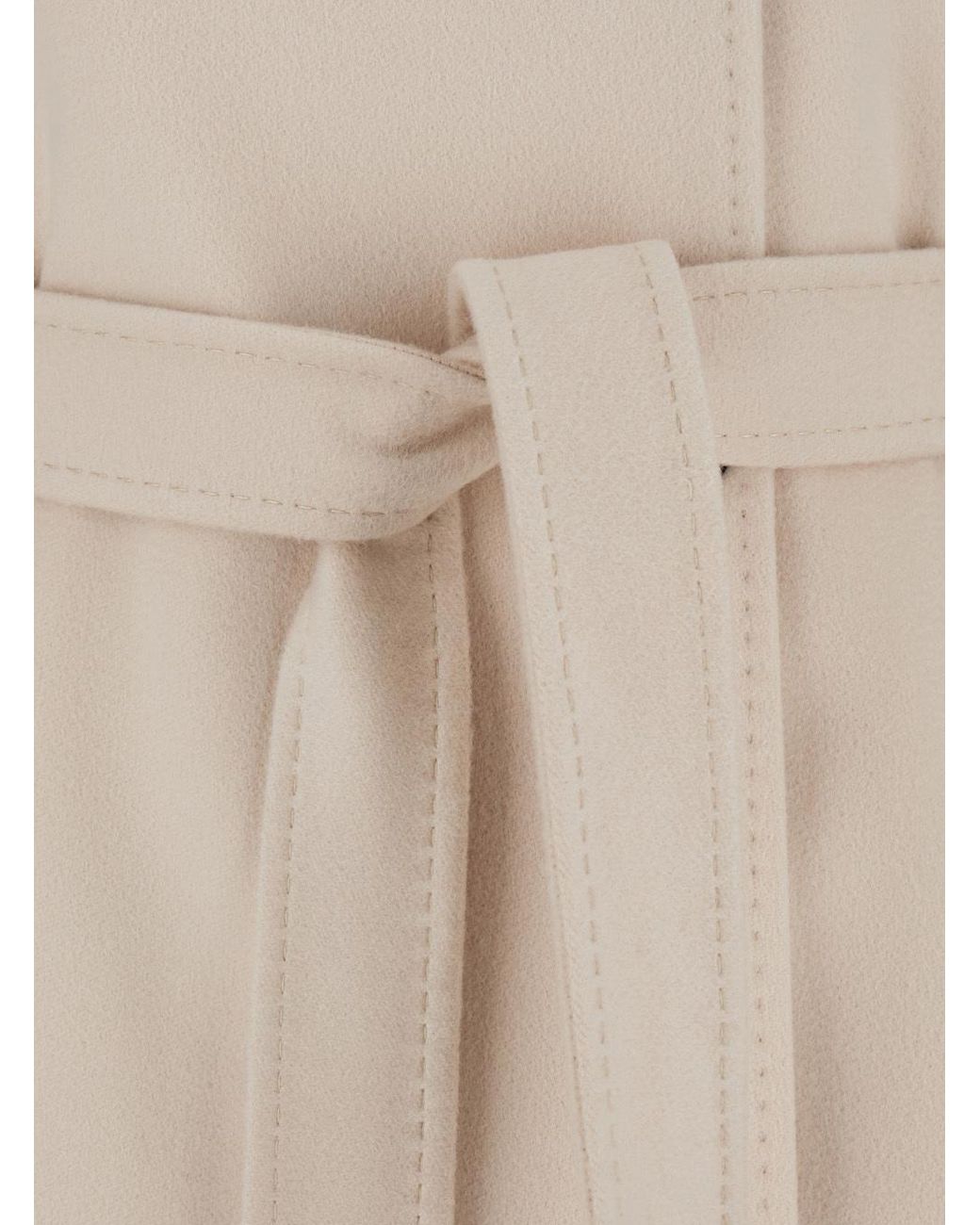 Max Mara Natural 'Ecollag' Belted Coat With Collar With Buttons In