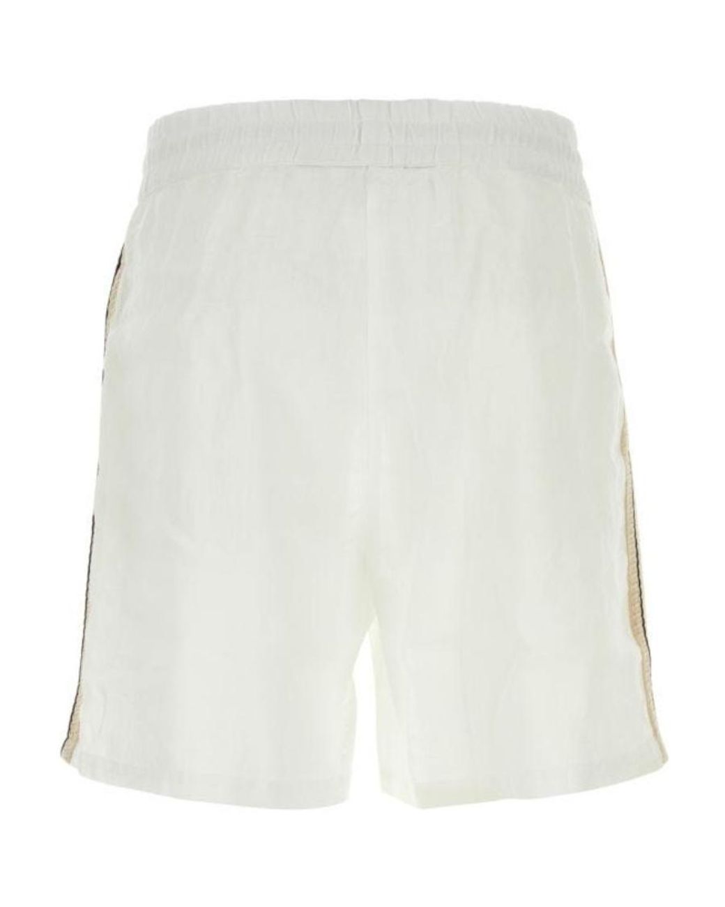 Palm Angels White Logo Embroidered Striped Shorts for men