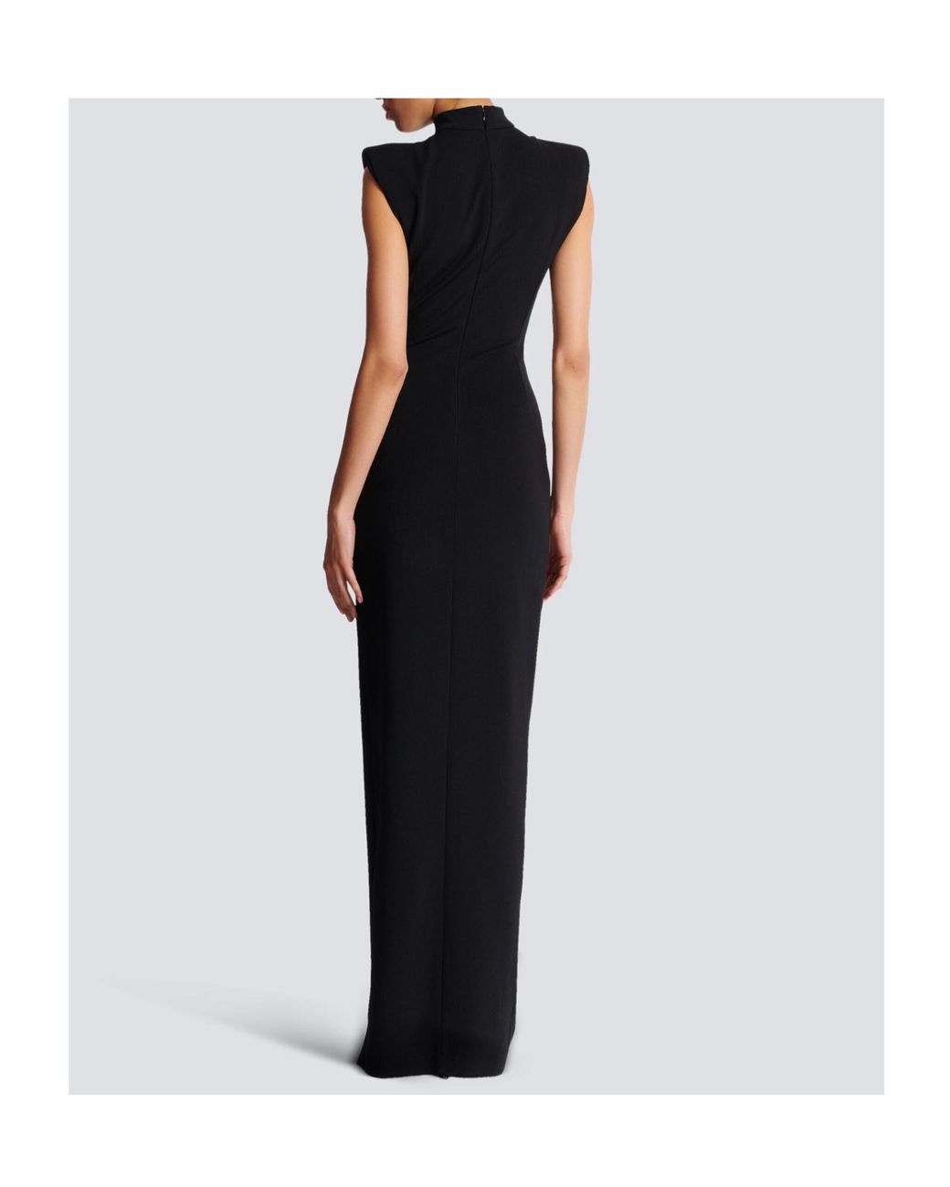 Balmain Black Long Jersey Dress With Zip