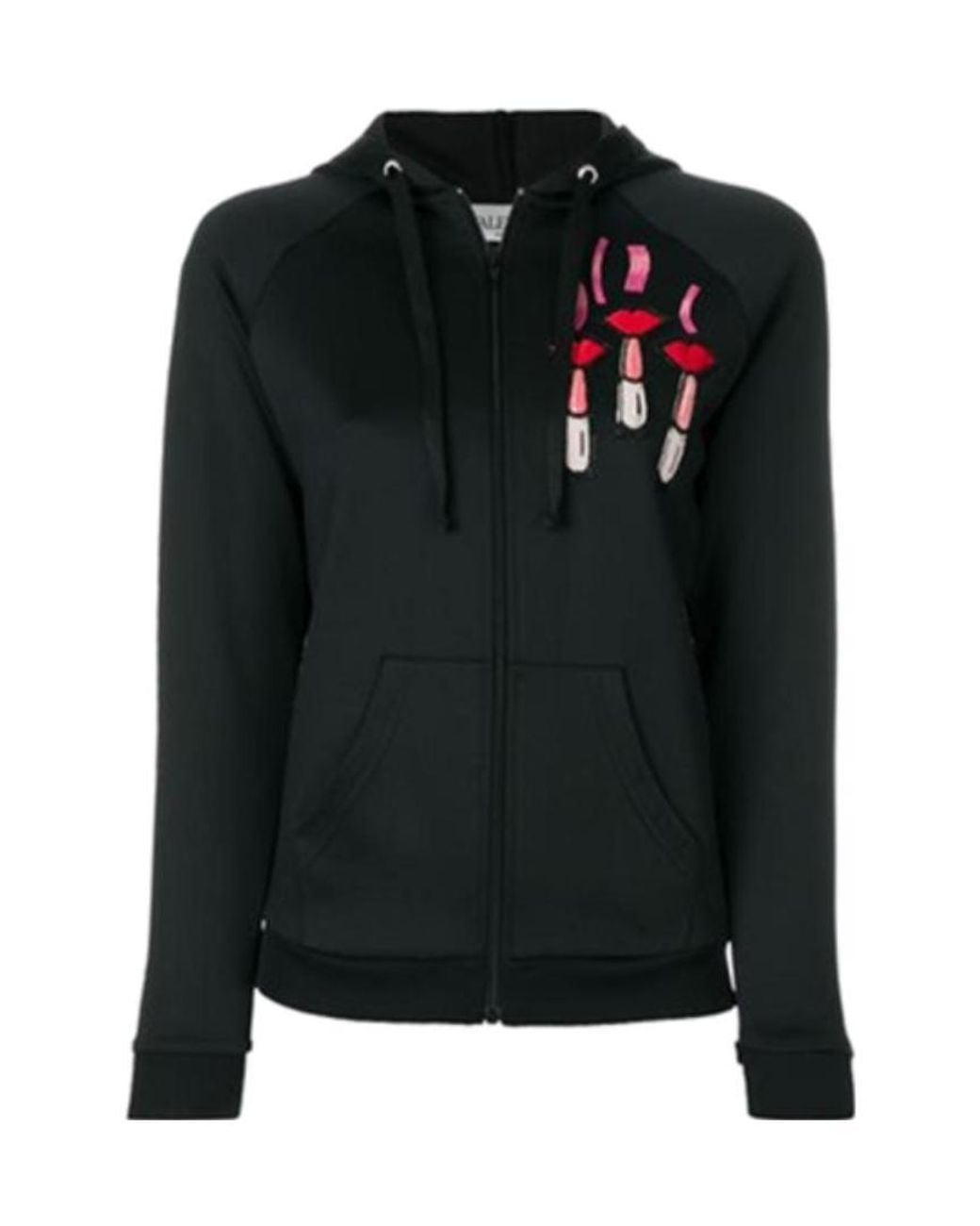 Valentino Black Zipper Hooded Casual Jacket for men