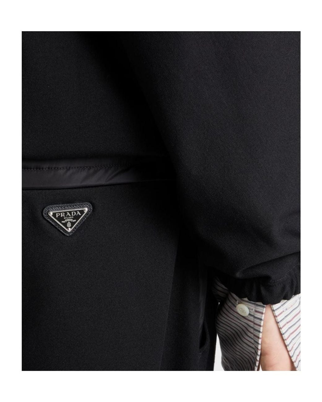 Prada Black Fleece Pants With Re-Nylon Details for men