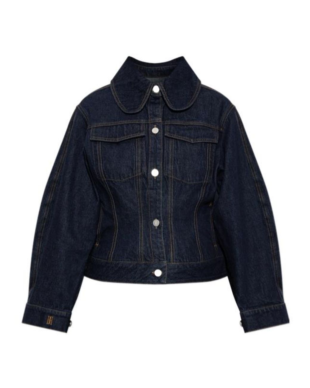 By Malene Birger Blue Villies Contrast-Stitch Denim Jacket