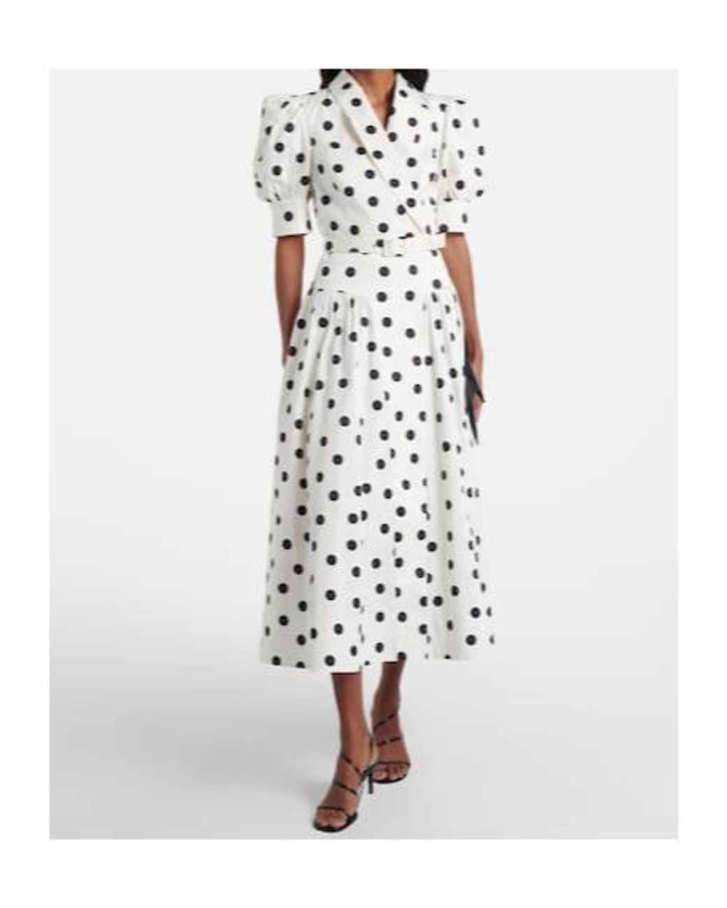 Rebecca Vallance White Maisie Polka-Dot Cotton-Blend Midi Dress