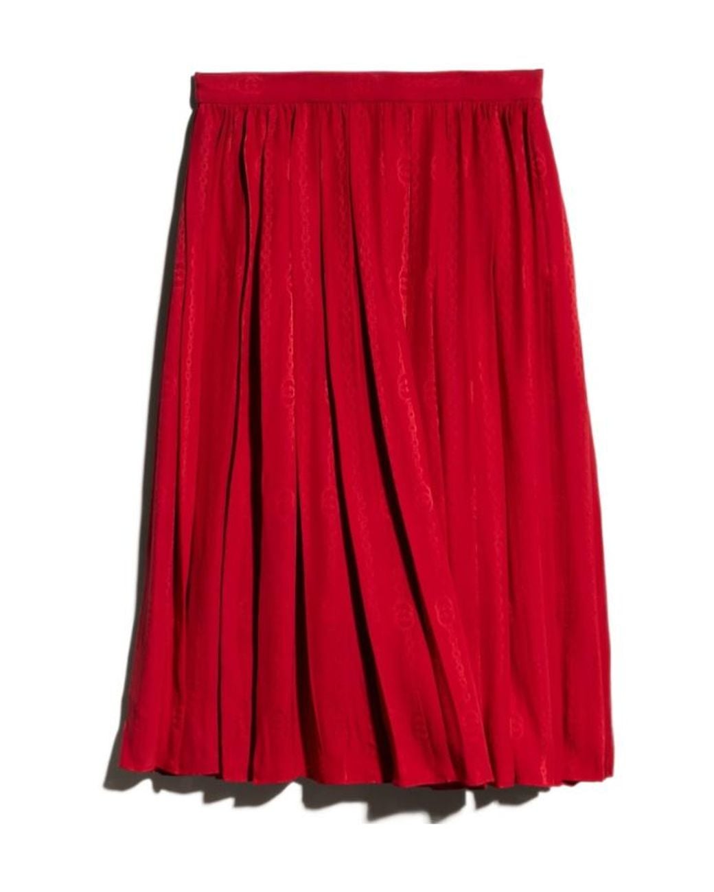 Gucci Red Interlocking G Chain Jacquard Midi Skirt
