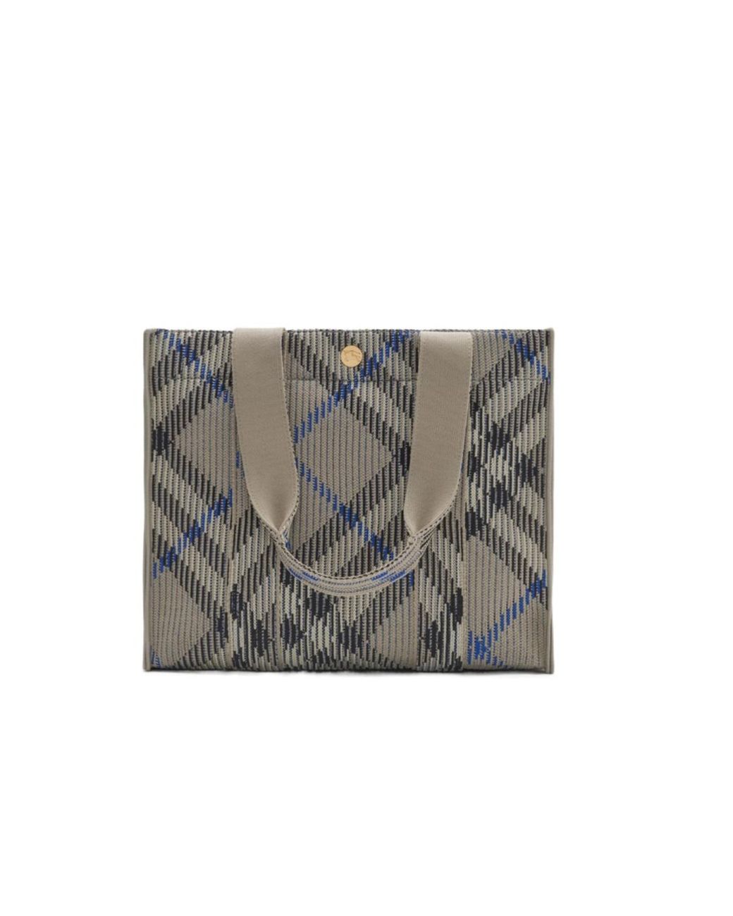 Burberry Gray Small Check Knitted Tote Bag