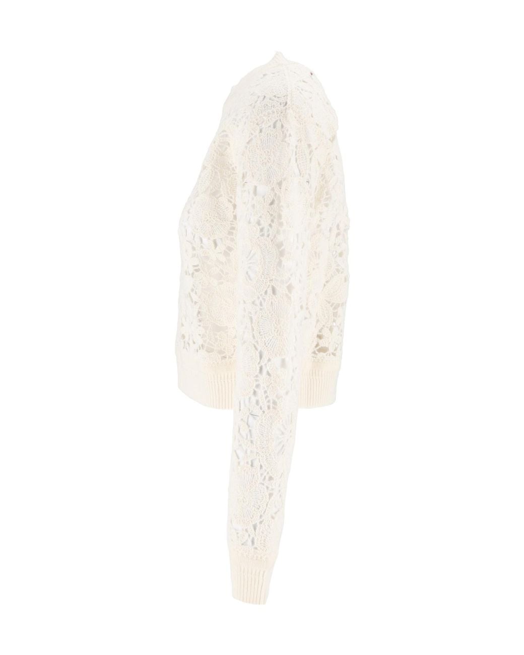 Ermanno Scervino White Floral-Lace Sweater