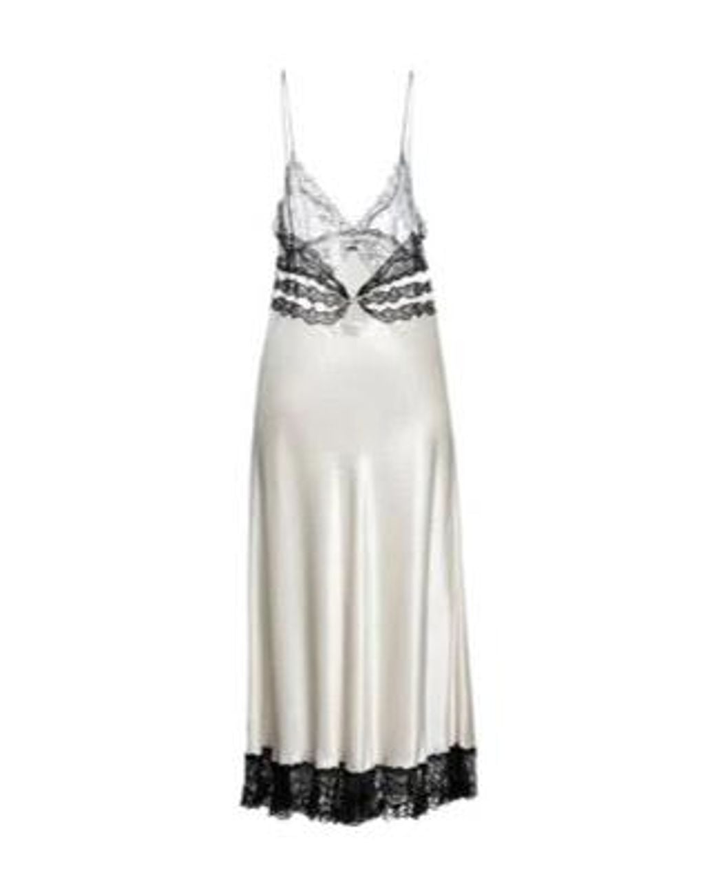 Saint Laurent White Sleeveless Satin Lace Dress