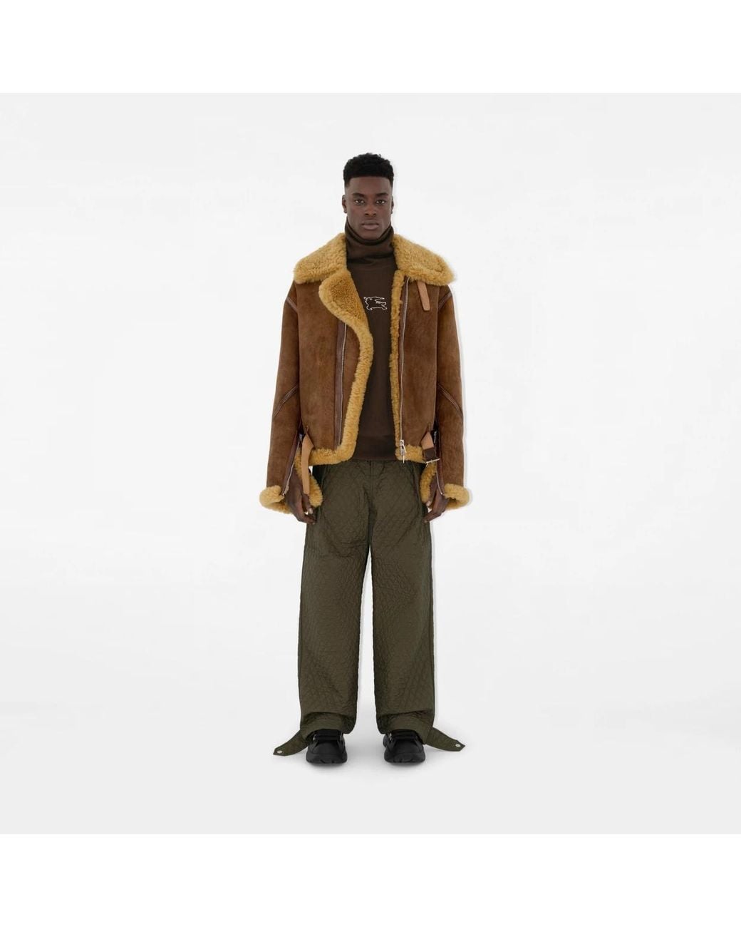 Burberry Green Diamond-Quilted Straight-Leg Trousers for men