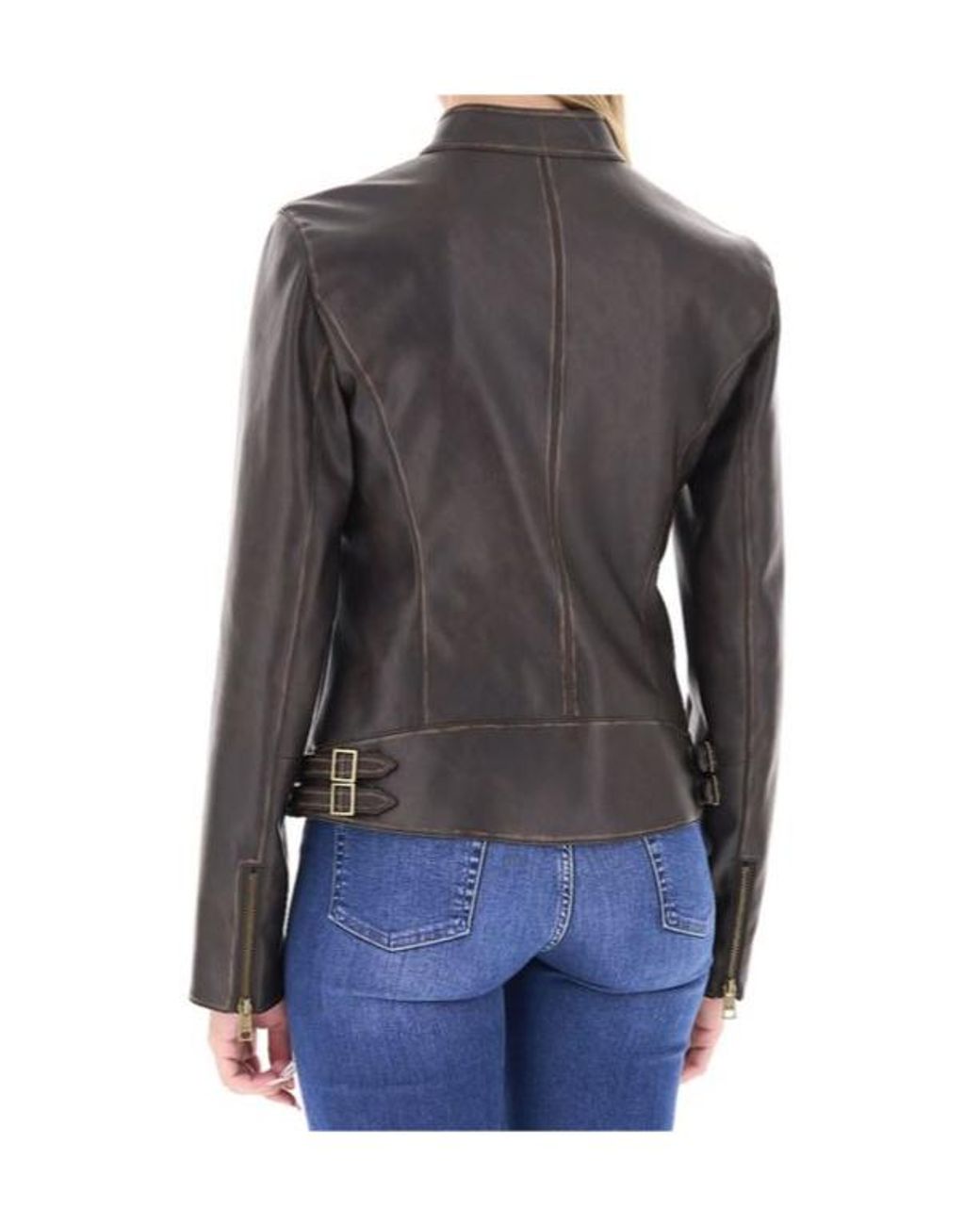 Liu Jo Black High-Neck Slim-Fit Motorcycle Jacket