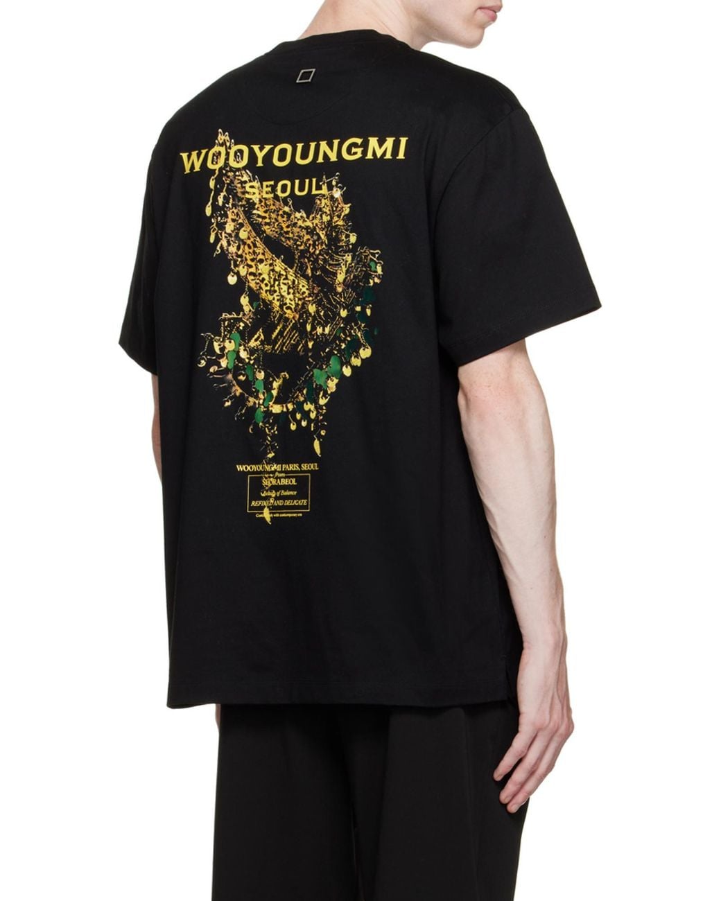 Wooyoungmi Black Graphic-Print Cotton T-Shirt for men