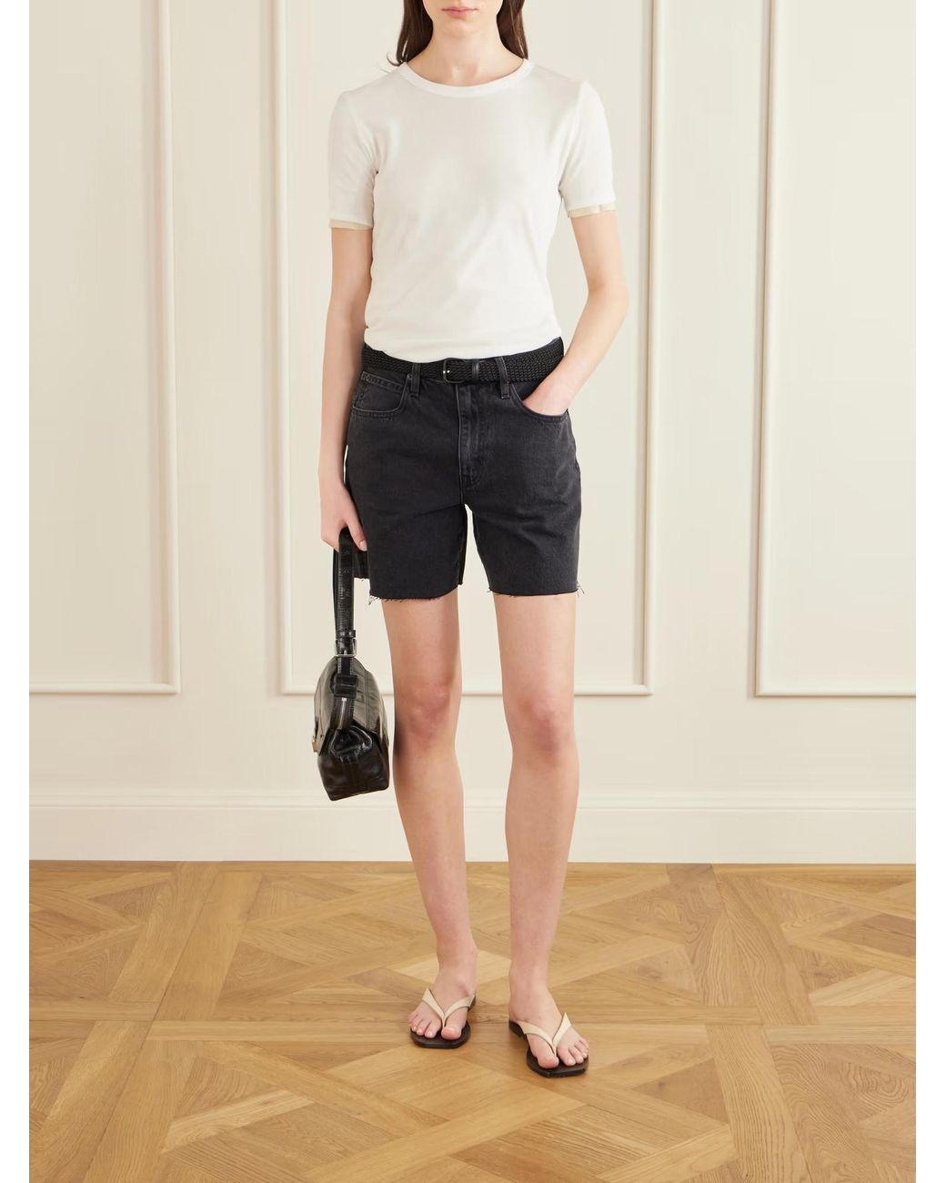 SLVRLAKE Denim Blue Sienna Frayed Denim Shorts