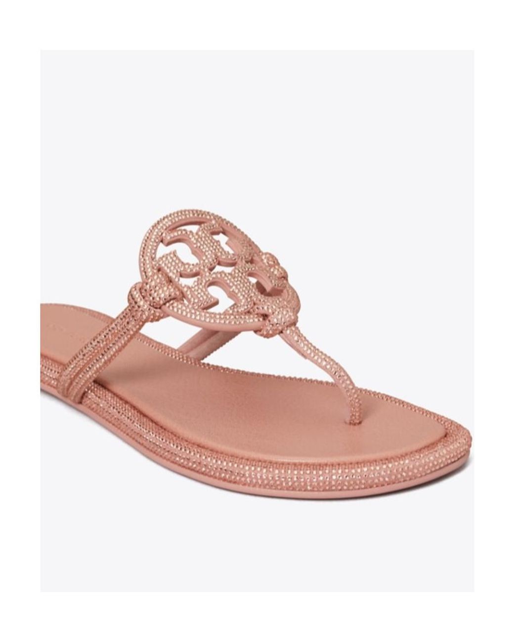 Tory Burch Pink Miller Pavé Crystal-Embellished Thong Slippers