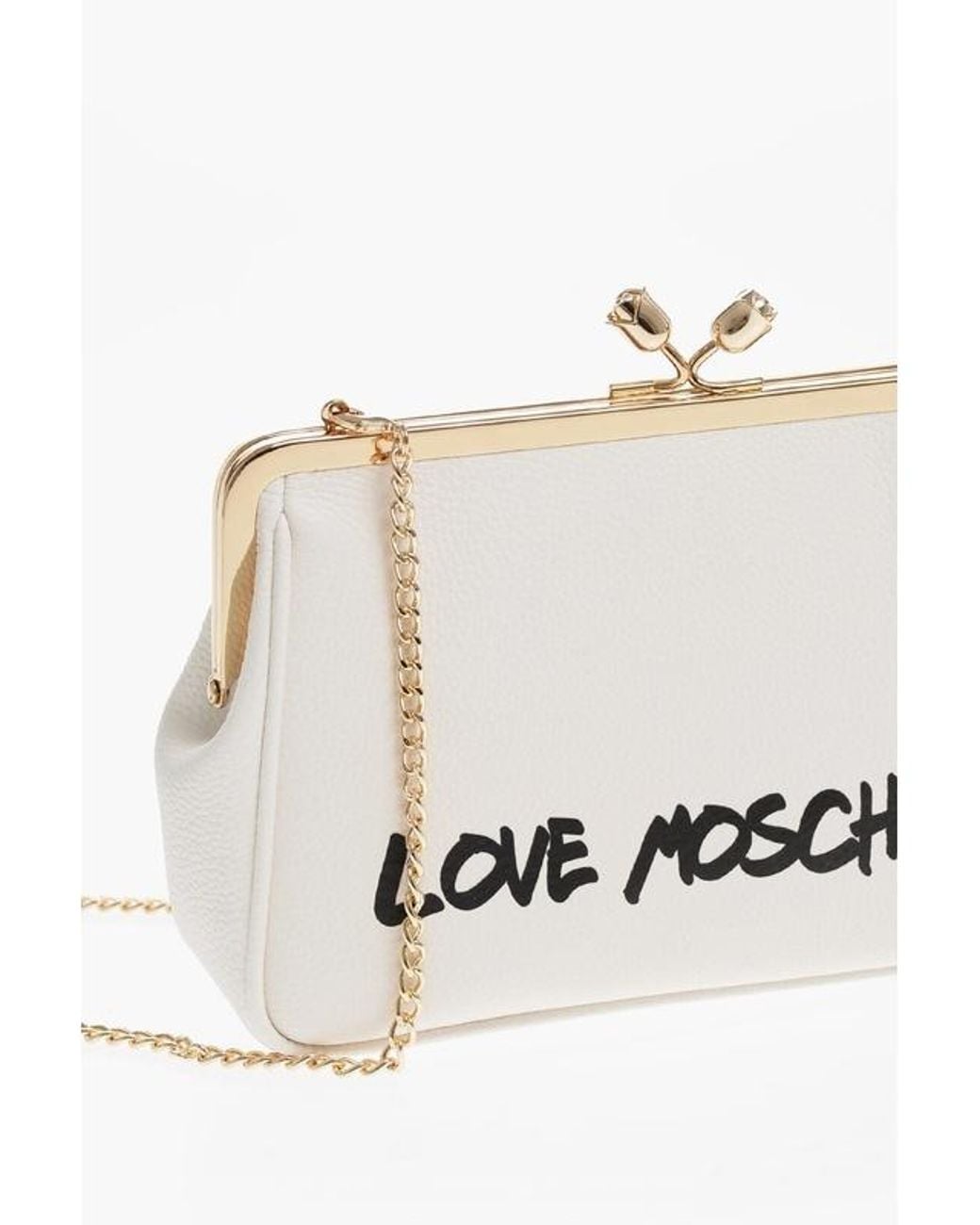 Moschino Metallic Logo-Print Clutch Bag