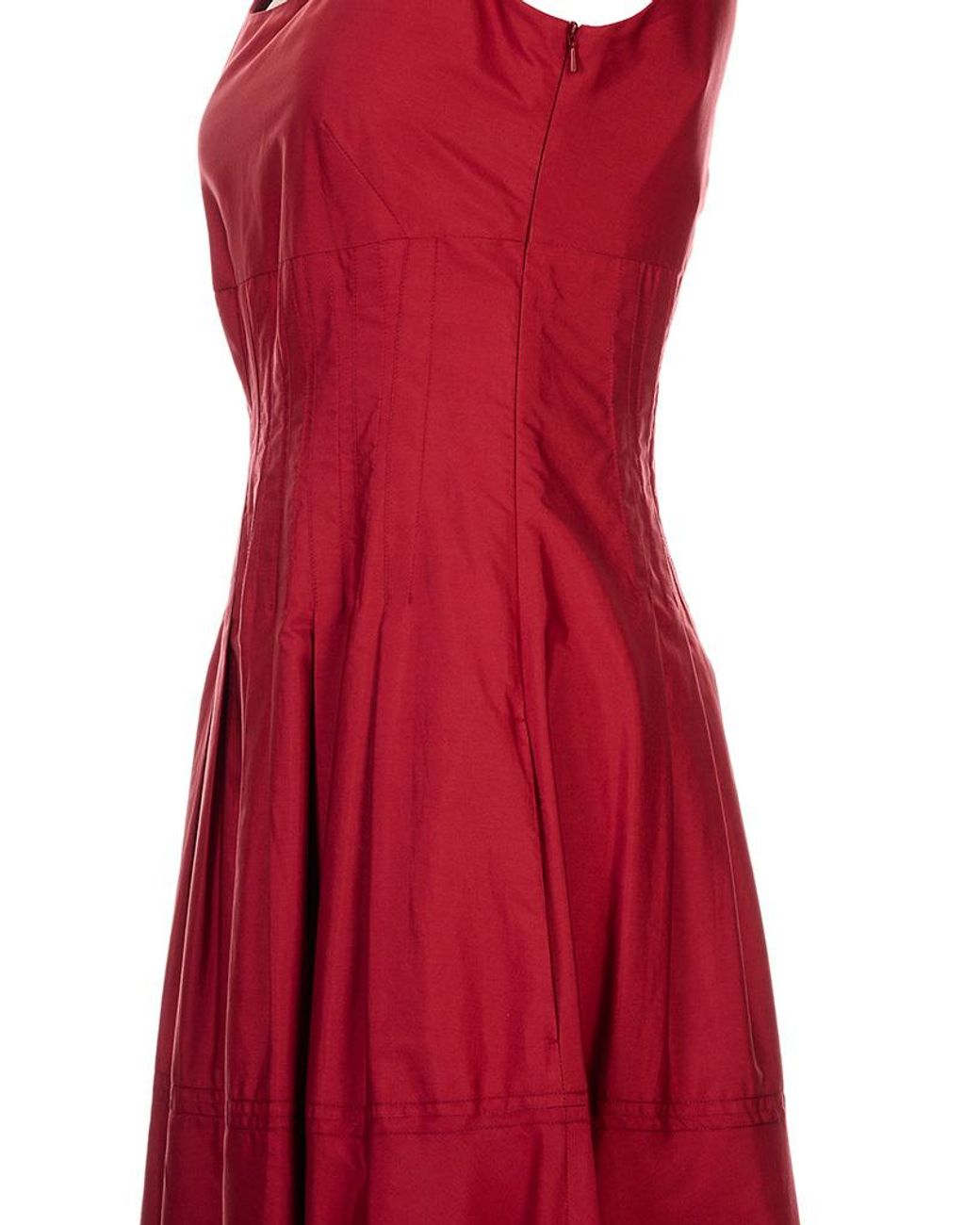 Max Mara Red Poplin Full-Skirt Dress