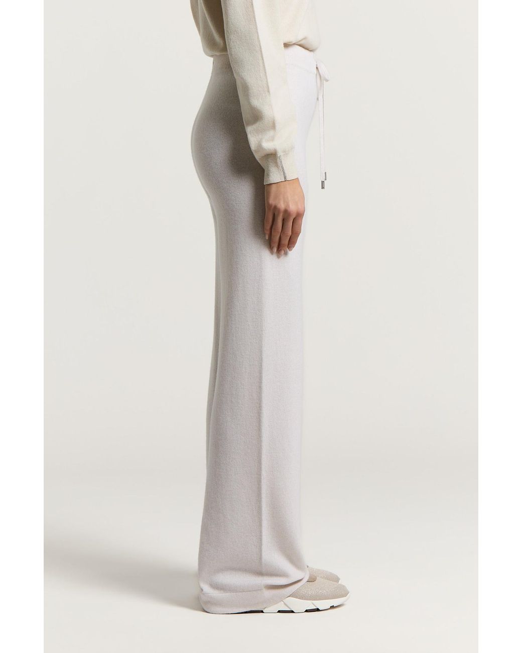 Peserico Gray Drawstring Knitted Trousers