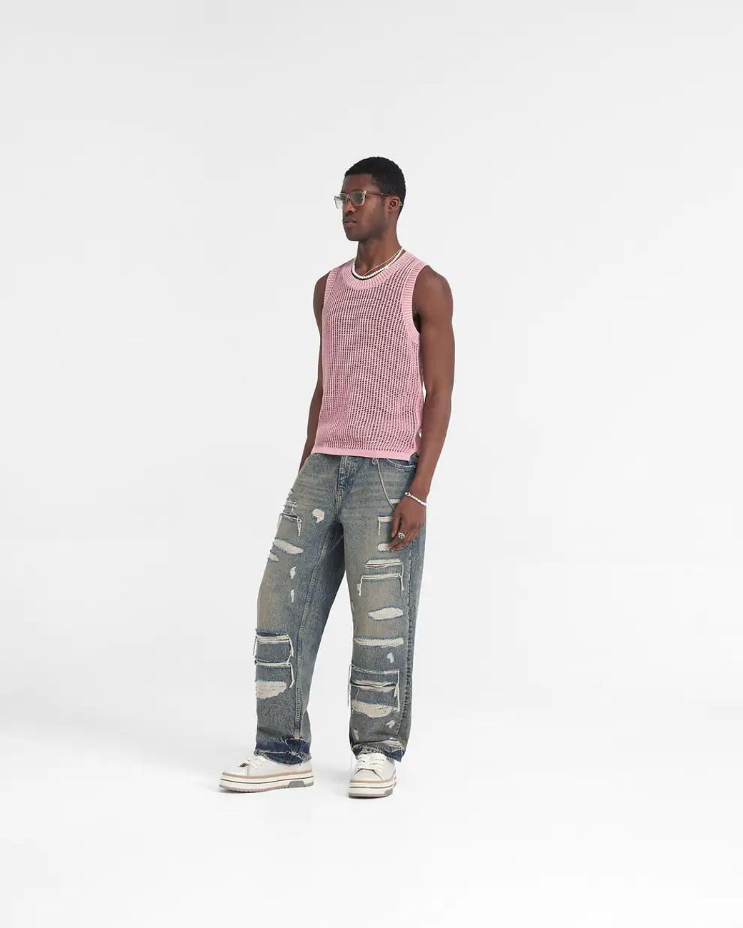 Represent Blue Torn Denim Trousers for men