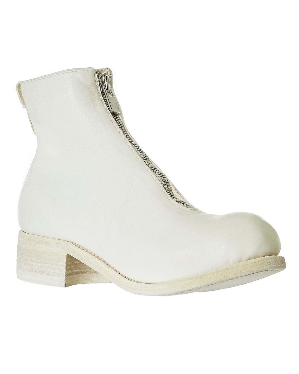 Guidi Natural Logo Zip Ankle Boots