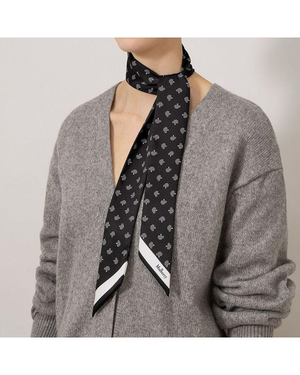 Mulberry Black Patterned Scarf