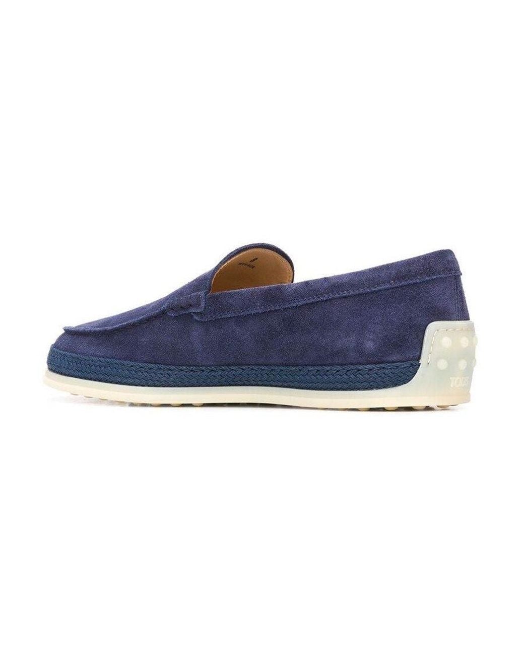 Tod's Blue Round Toe Slip On Loafers for men