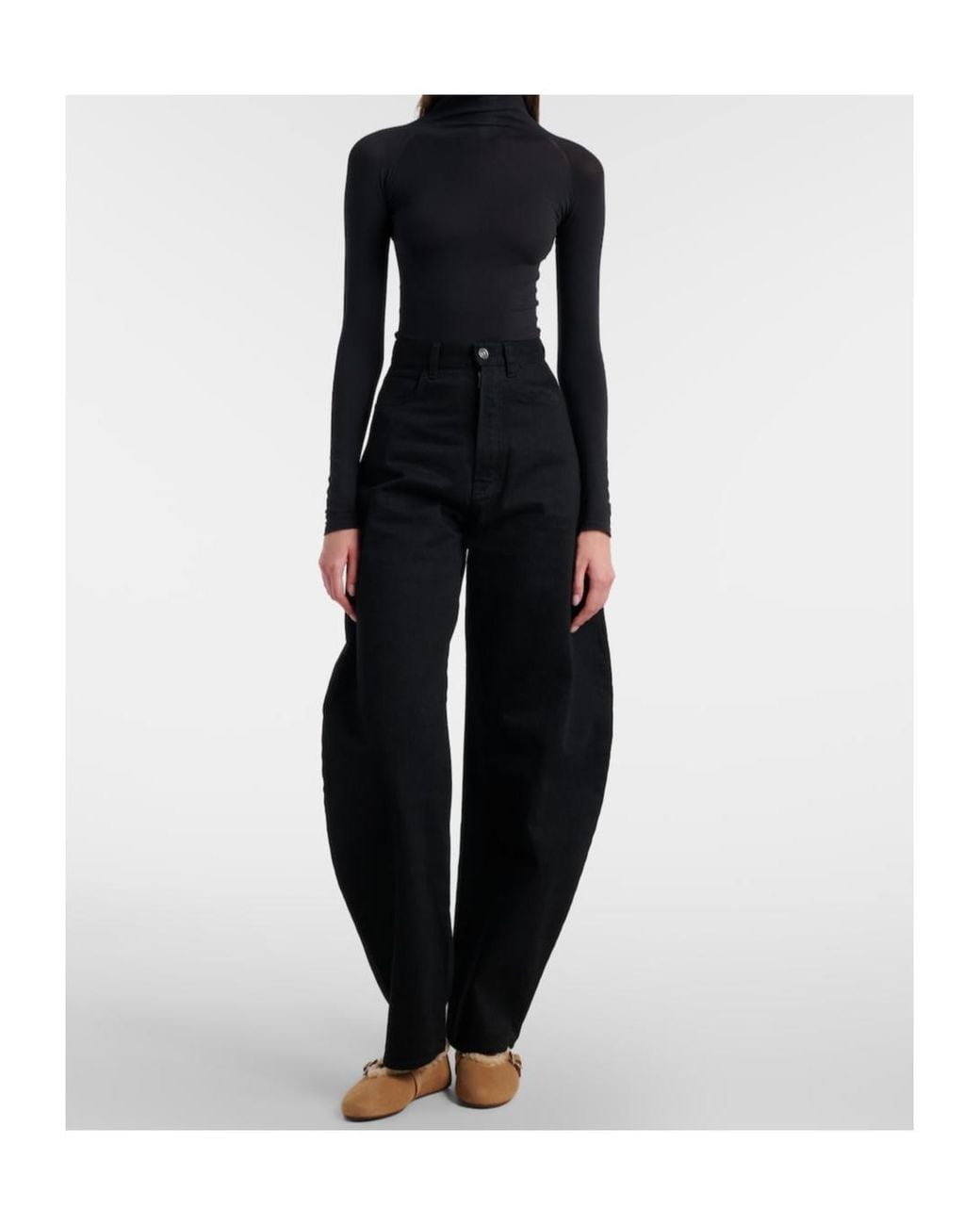 Alaïa Brown Wool-Lined Suede Flats