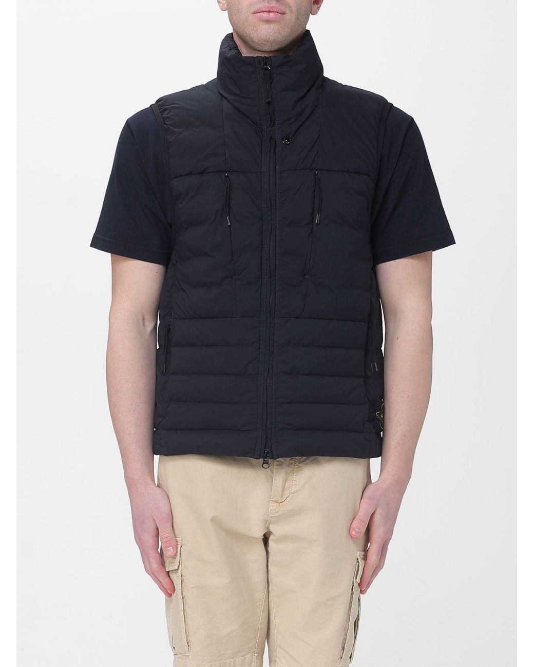 Stone Island Blue Quilted High-Neck Down Vest for men