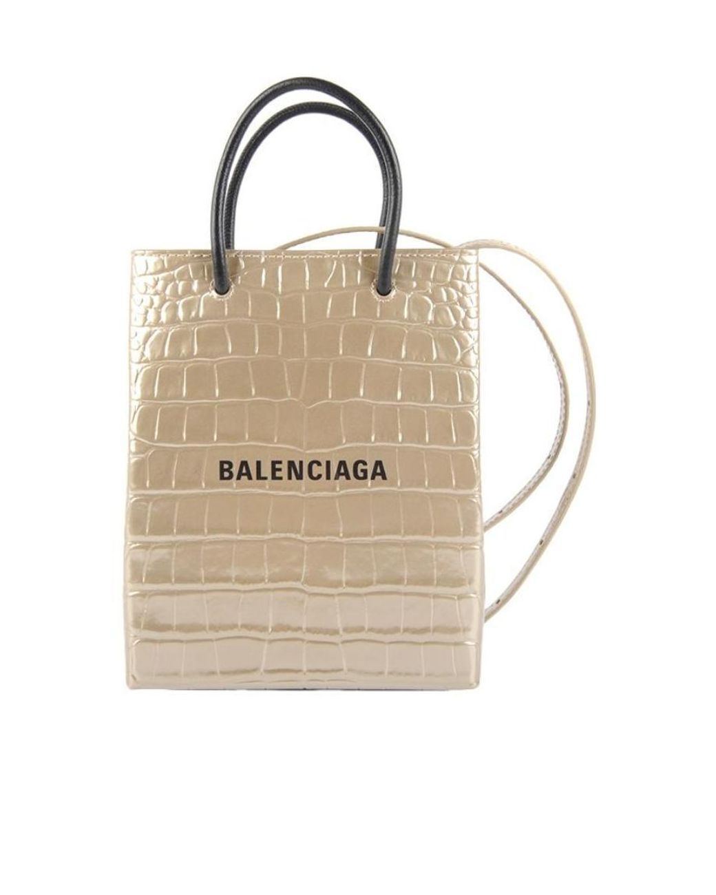 Balenciaga Natural Logo-Print Leather Tote Bag