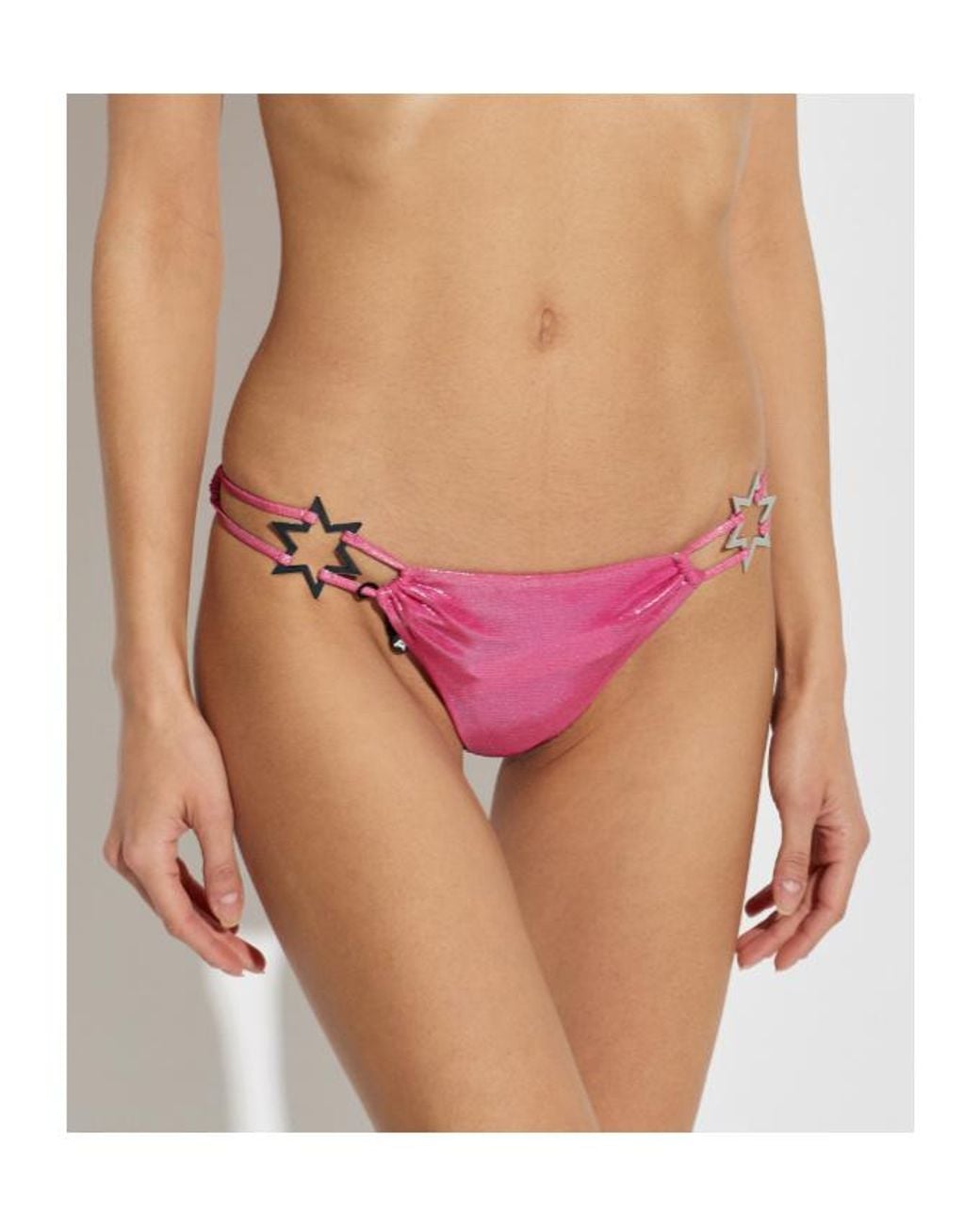 M I S B H V Pink Star-Details Bikini Bottoms