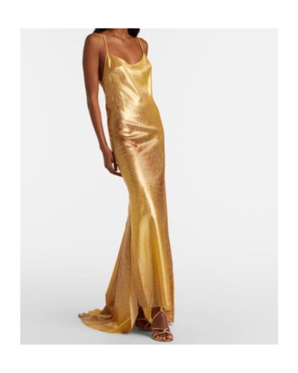 Roberto Cavalli Metallic Snake-Print Silk Gown