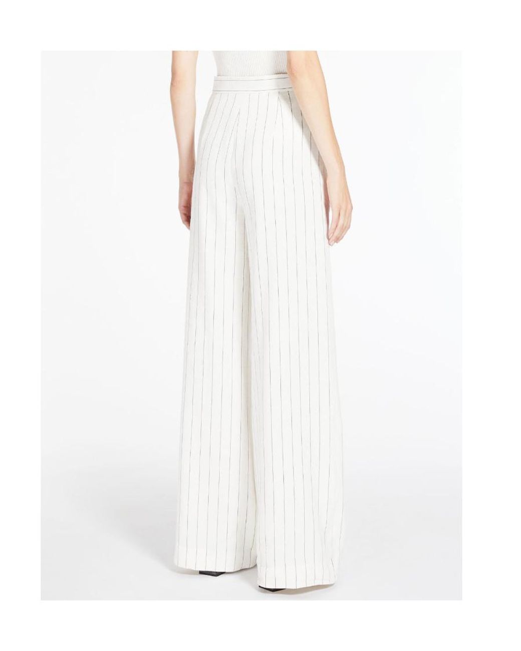 Max Mara White High-Waisted Wide-Leg Trousers